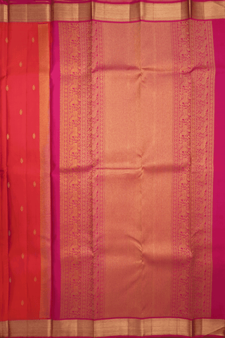 Paisley Zari Buttas Hot Pink Kanchipuram Silk Saree