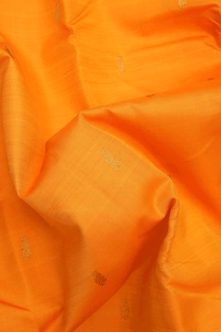 Paisley Zari Buttis Royal Orange Kanchipuram Silk Saree