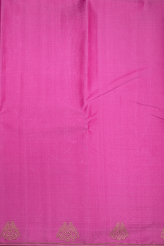Parrot Zari Border Plain Rose Pink Kanchipuram Silk Saree