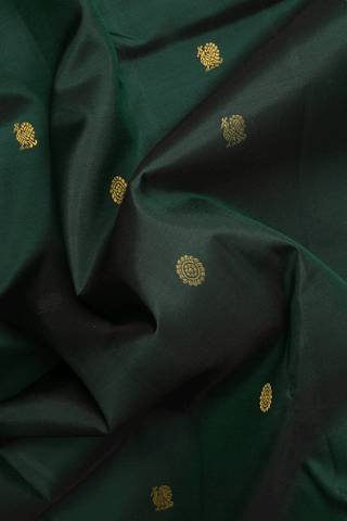 Peacock And Floral Buttas Dark Green Kanchipuram Silk Saree