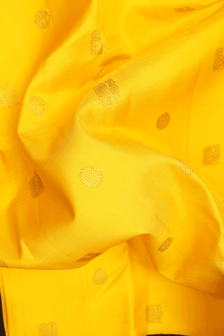 Peacock Chakram Motifs Royal Yellow Kanchipuram Silk Saree