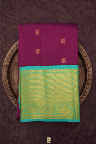 Peacock Diamond Buttas Plum Purple Kanchipuram Silk Saree
