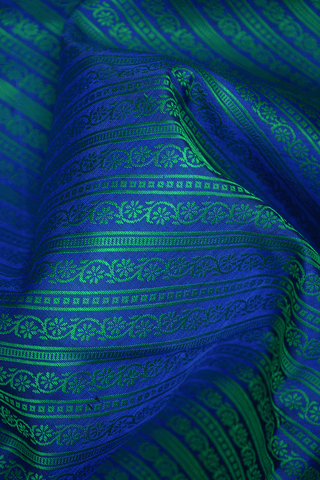 Threadwork Design Shades Of Blue Kanchipuram Silk Saree