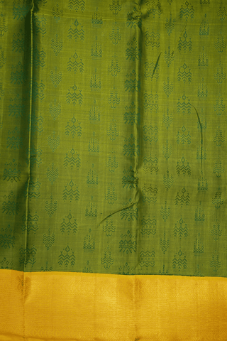 Threadwork Buttas Pear Green Kanchipuram Silk Saree