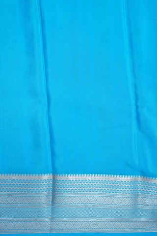 Peacock Zari Buttas Deep Sky Blue Mysore Silk Saree