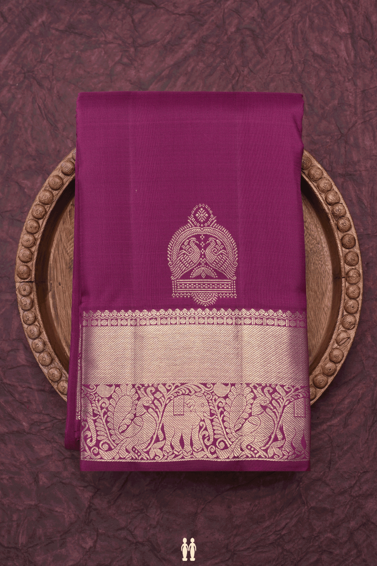 Peacock Zari Motifs Plum Purple Kanchipuram Silk Saree