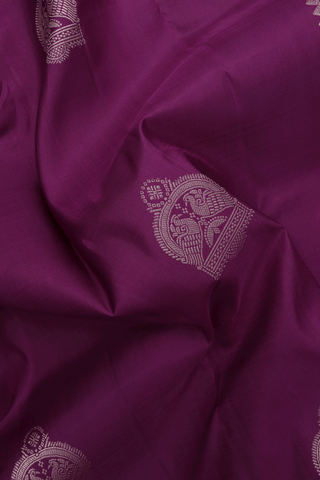 Peacock Zari Motifs Plum Purple Kanchipuram Silk Saree