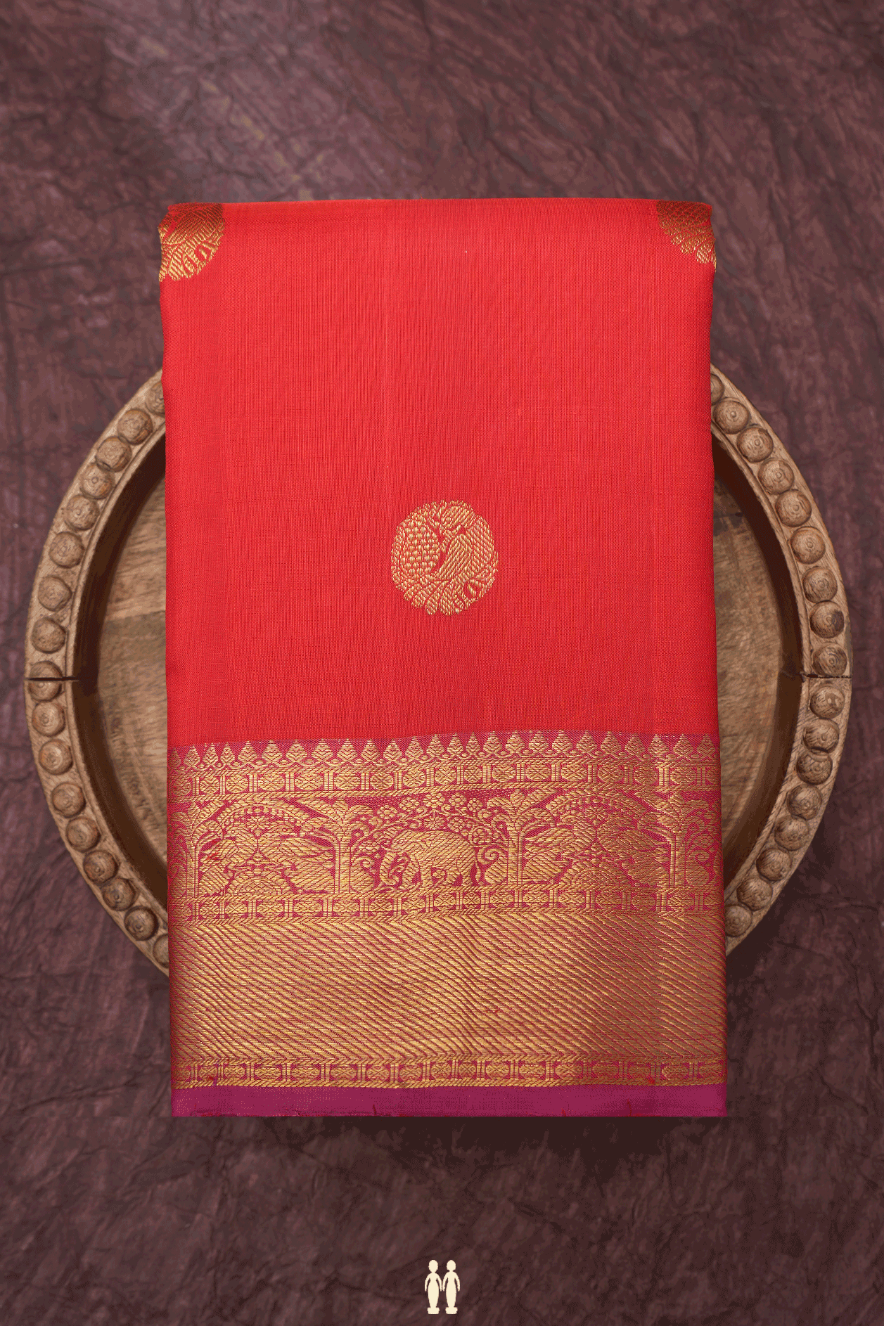 Peacock Zari Motifs Scarlet Red Kanchipuram Silk Saree – Sundari Silks