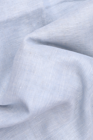 Plain Cream Blue Semi Linen Saree