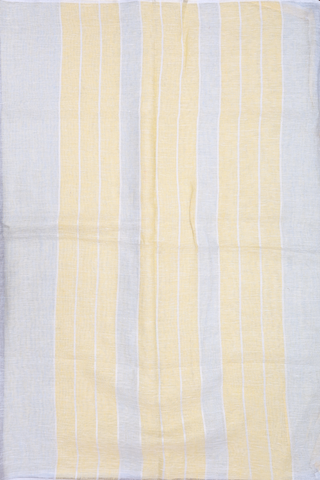 Plain Cream Blue Semi Linen Saree