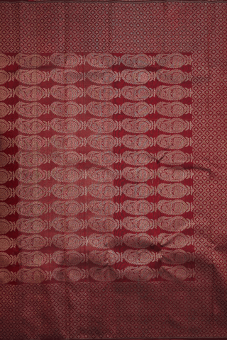 Plain Maroon Kanchipuram Silk Saree