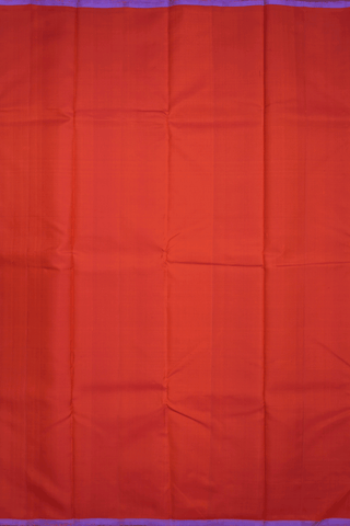 Plain Rust Orange Kanchipuram Silk Saree