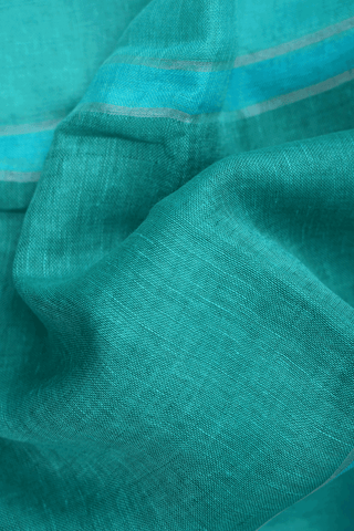 Plain Shades Of Green Semi Linen Saree