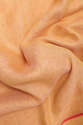 Plain Soft Orange Linen Saree