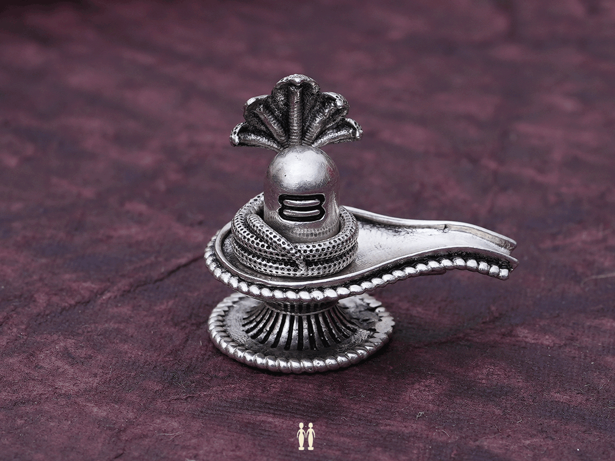 Pure Silver Shivling With Snake Idol – Sundari Silks