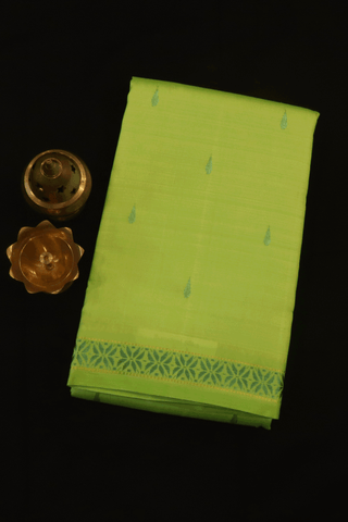 Rain Drop Buttas Pastel Green Kanchipuram Silk Saree