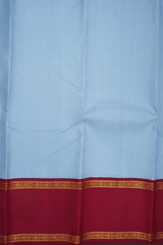 Rettai Pettu Border Plain Cream Blue Kanchipuram Silk Saree