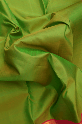 Rettai Pettu Zari Border Fern Green Kanchipuram Silk Saree