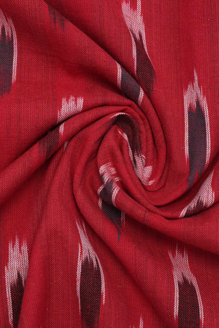 Round Neck Ikat Buttas Red Cotton Nightie