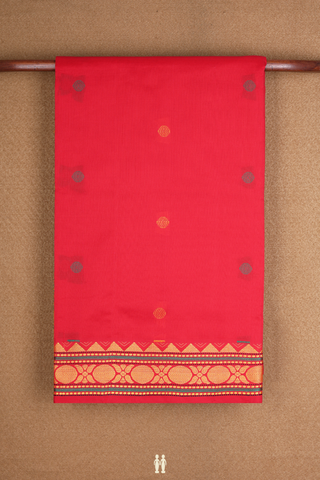 Rudraksh Buttas Chilli Red Poly Cotton Saree