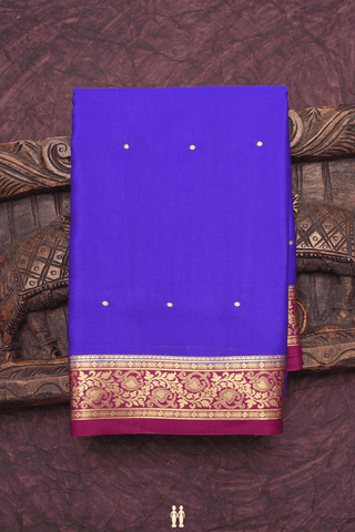 Rudraksh Zari Buttis Indigo Blue Mysore Silk Saree