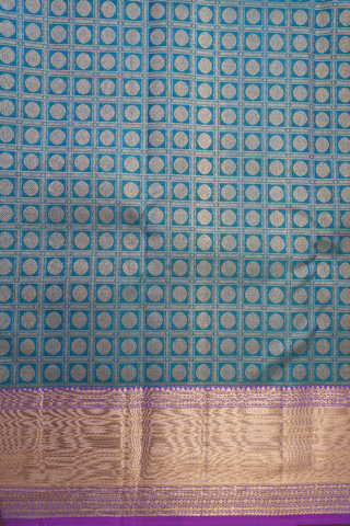 Rudraksh Zari Design Peacock Blue Kanchipuram Silk Saree