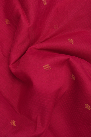 Gadwal Silk Cotton Saree In Rani Pink With Floral Zari Buttas