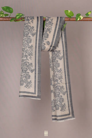 Floral Design Cream Color Woolen Shawl