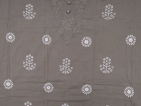 Embroidered Design Taupe Grey Cotton Salwar Material