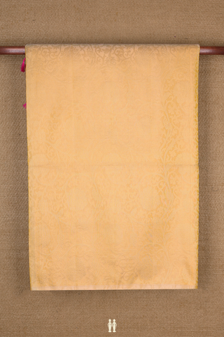 Soft Silk Saree In Caramel Yellow With Brocade Zari Design