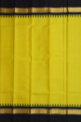 Kanchipuram Silk Saree In Sunflower Yellow With Zari Border