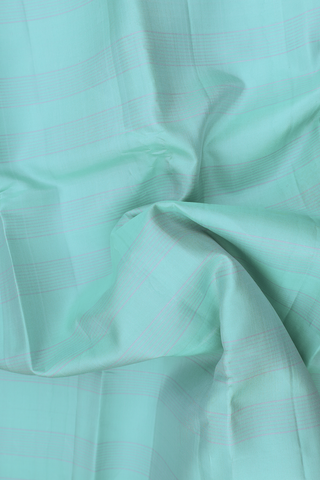 Kanchipuram Silk Saree In Mint Green With Stripes Design