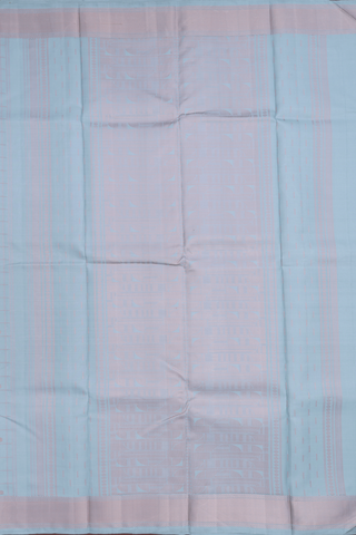 Kanchipuram Silk Saree In Pastel Blue With Threadwork Design