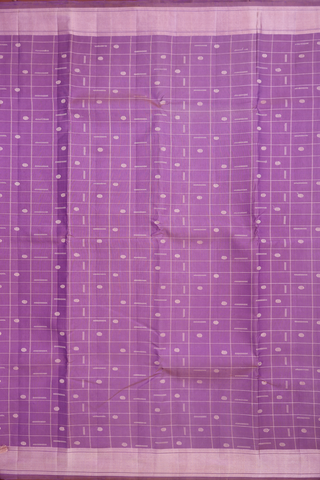 Kanchipuram Silk Saree In Dusty Purple With Checks Design