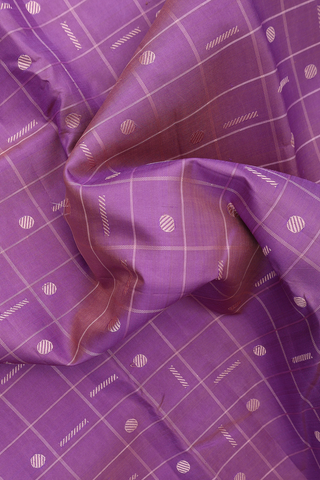 Kanchipuram Silk Saree In Dusty Purple With Checks Design