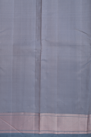 Kanchipuram Silk Saree In Aegean Blue With Threadwork Design