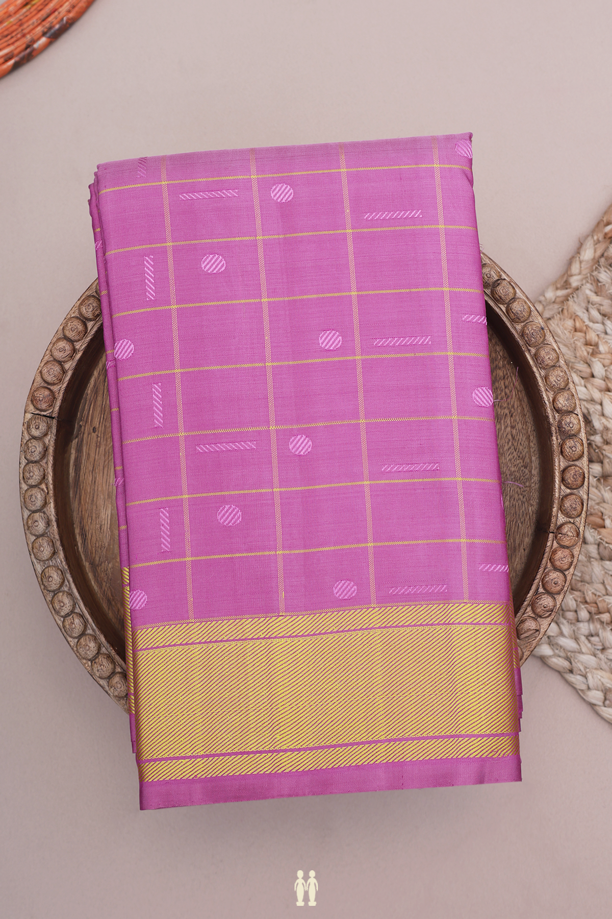 Kanchipuram Silk Saree In Mauve Pink With Threadwork Design