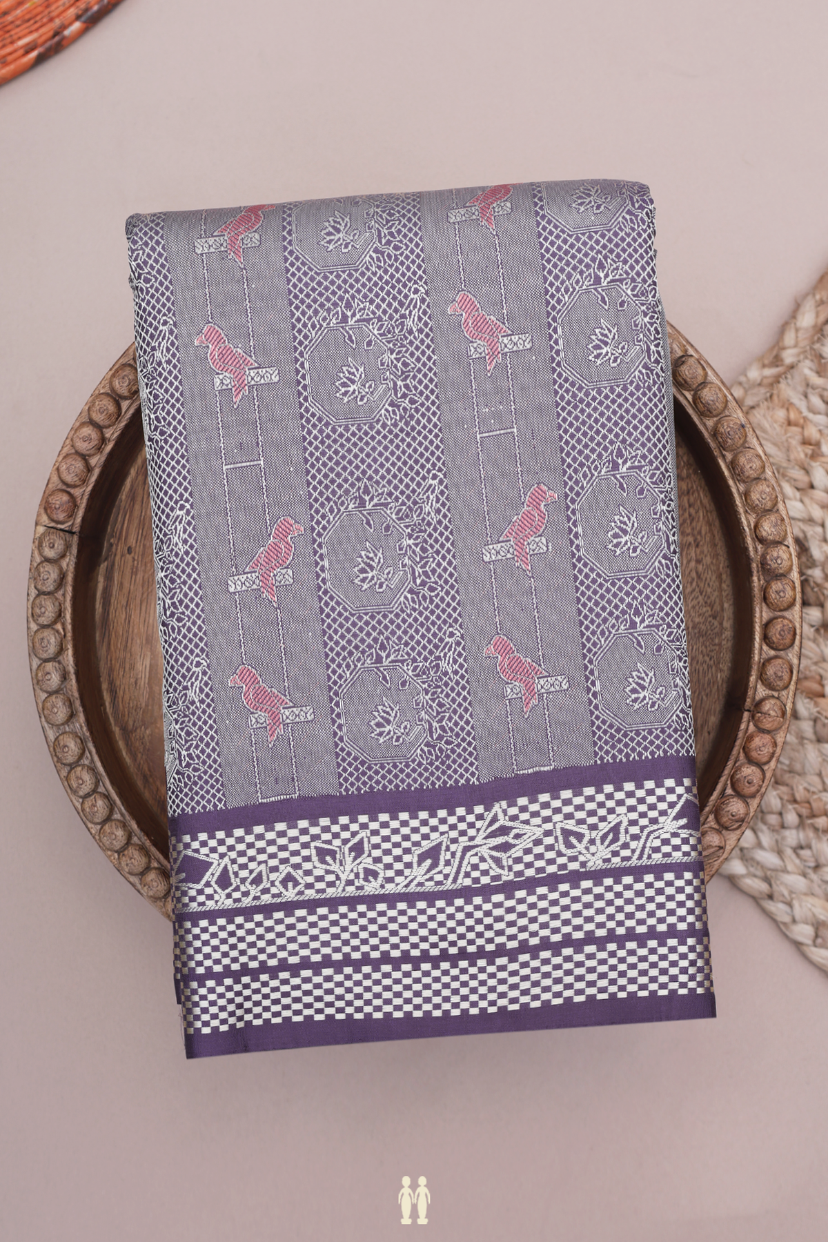 Kanchipuram Silk Saree In Regal Purple With Threadwork Design