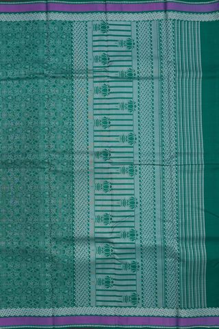 Kanchipuram Silk Saree In Teal Green With Threadwork Design