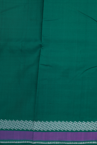 Kanchipuram Silk Saree In Teal Green With Threadwork Design