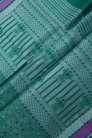 Kanchipuram Silk Saree In Teal Green With Threadwork Design