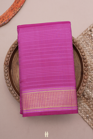 Kanchipuram Silk Saree In Rose Pink With Self Stripes Design