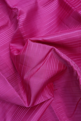 Kanchipuram Silk Saree In Rose Pink With Self Stripes Design