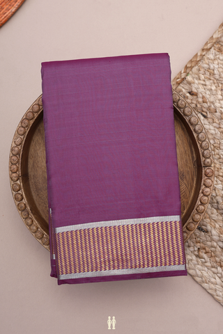 Kanchipuram Silk Saree In Mulberry Purple With Zari Border