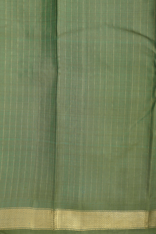 Kanchipuram Silk Saree In Sage Green With Zari Stripe Design