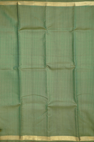 Kanchipuram Silk Saree In Sage Green With Zari Stripe Design