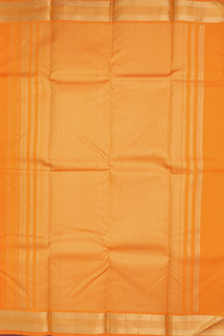 Kanchipuram Silk Saree Royal Orange With Threadwork Stripes