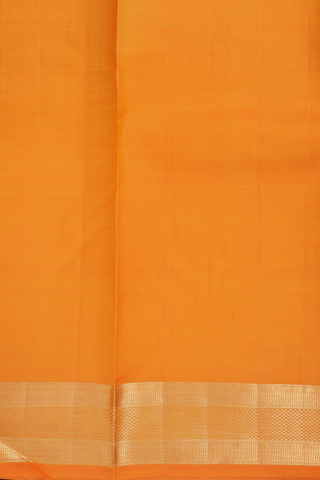 Kanchipuram Silk Saree Royal Orange With Threadwork Stripes