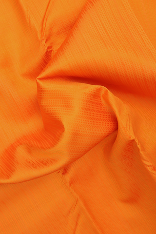 Kanchipuram Silk Saree Royal Orange With Threadwork Stripes