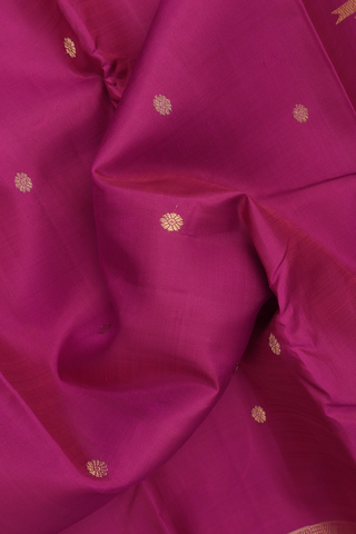 Kanchipuram Silk Saree In Berry Purple With Floral Buttas